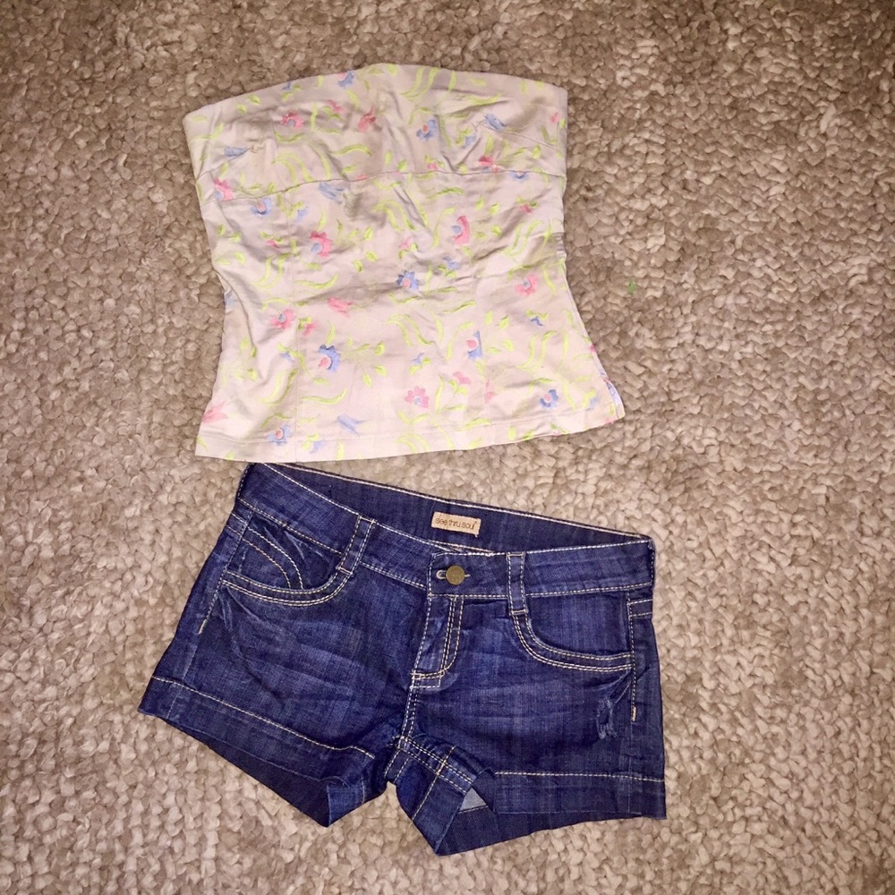 Embroidered, bustier style, tube top from Saks